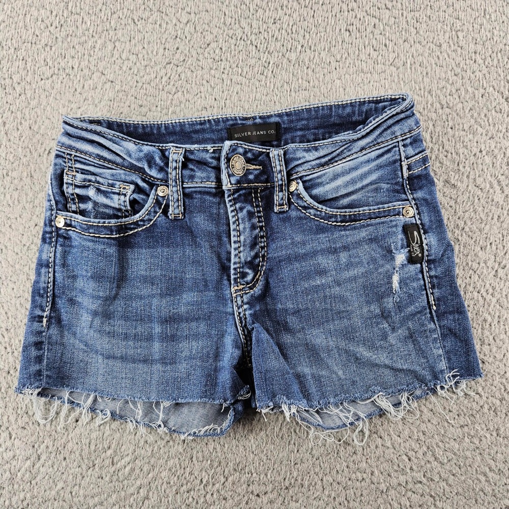 Silver Jeans Denim Shorts Womens 25 Blue Suki Skinny Cut Off Festival Beach Boho